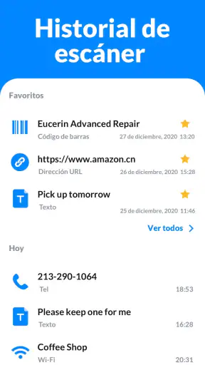 Escaner de códigos QR y barras screenshot