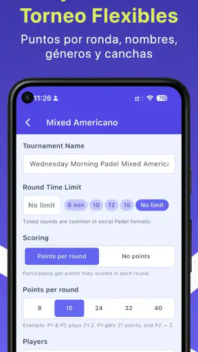 Generador de pádel americano screenshot