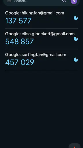 Google Authenticator screenshot