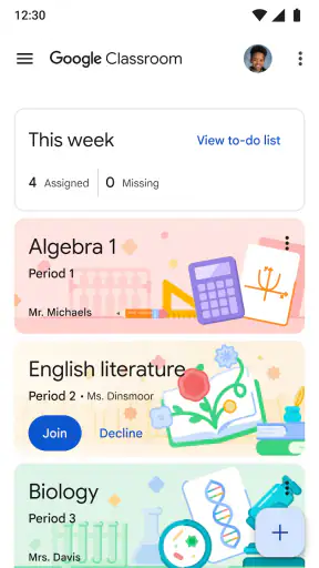 Google Classroom screenshot