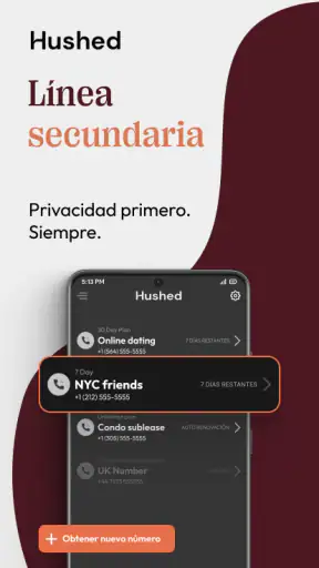 Hushed  2do número de teléfono screenshot