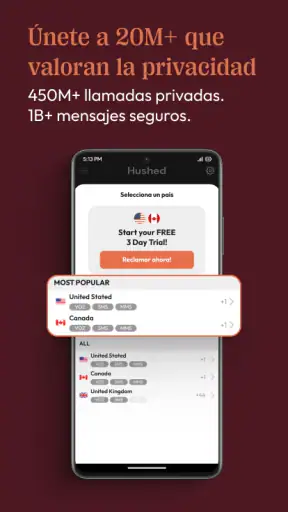 Hushed  2do número de teléfono screenshot