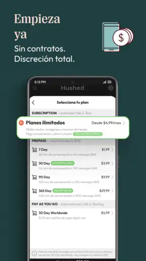 Hushed  2do número de teléfono screenshot