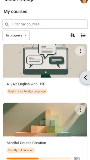 Moodle screenshot