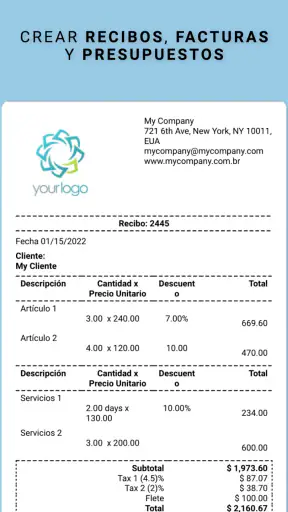 Recibo, Factura y Presupuesto screenshot