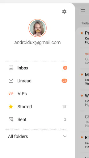 Samsung Email screenshot