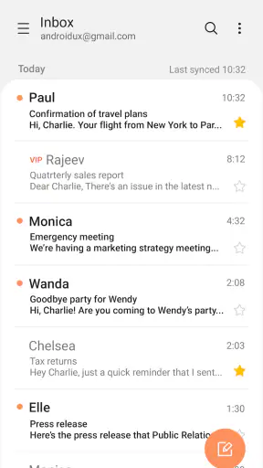 Samsung Email screenshot