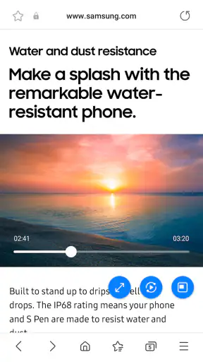 Samsung Browser screenshot