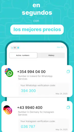 SimCode: Números virtuales SMS screenshot
