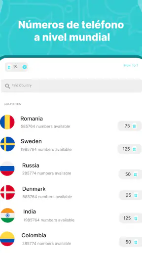 SimCode: Números virtuales SMS screenshot
