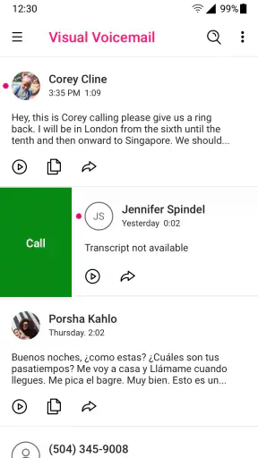 T-Mobile Visual Voicemail screenshot