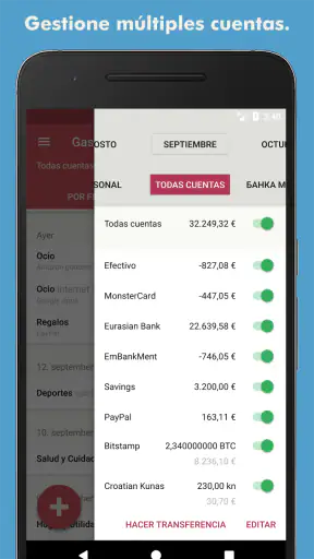 Toshl Finanzas gastos ingresos screenshot