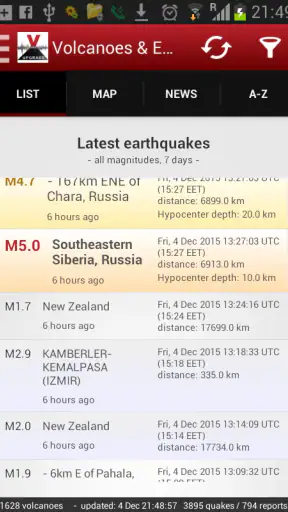 Volcanes y Terremotos screenshot