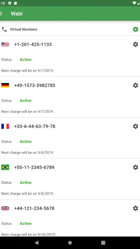 Wabi - Número teléfono virtual screenshot