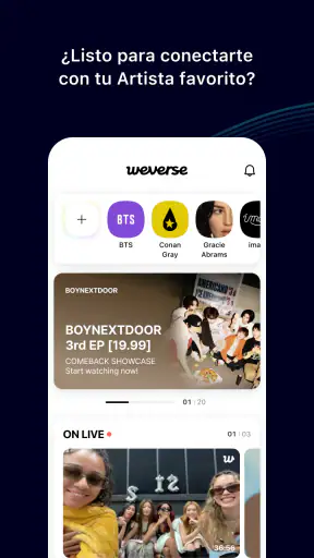 Weverse, Acércate a tu artista screenshot