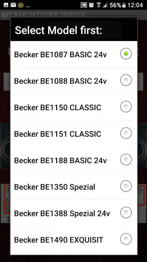 Becker 5Digit Radio Code screenshot
