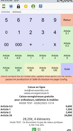 Caisse enregistreuse en ligne screenshot