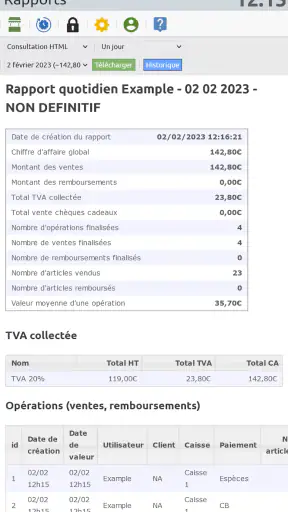 Caisse enregistreuse en ligne screenshot