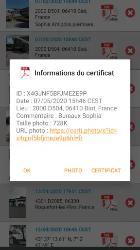 CertiPhoto screenshot