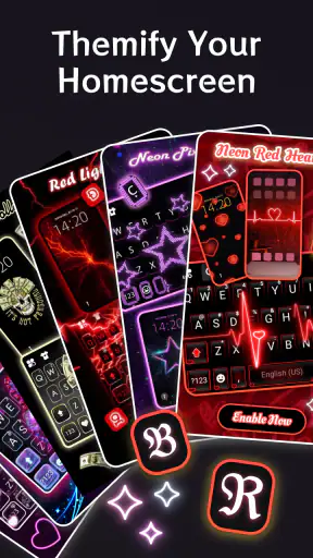 Neon Red Heartbeat Thème screenshot