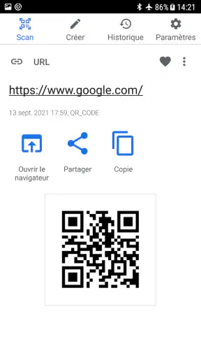 Scanner QR code screenshot