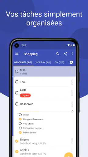 Tâches : liste de tâches screenshot