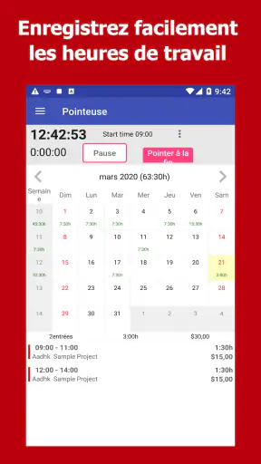 WorkLog: Feuille temps Facture screenshot
