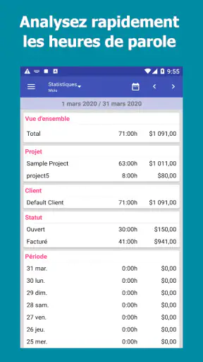 WorkLog: Feuille temps Facture screenshot