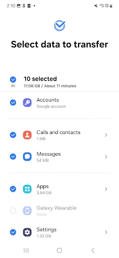 Samsung Smart Switch Mobile screenshot