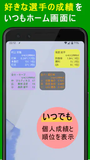 プロ野球速報Widget -スコア、結果、順位表、ニュース screenshot