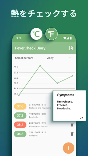 体温管理＆体温メモ＆体温記録アプリ ❘ フィーバートラッカー screenshot