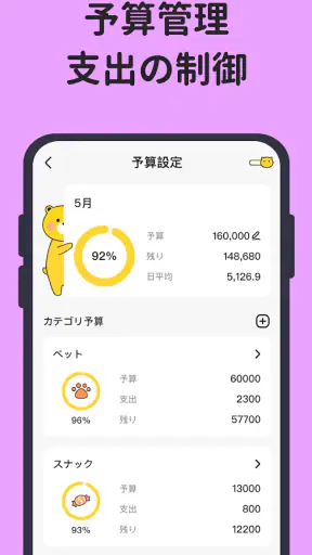 家計簿：予算管理、節約プラン、口座管理、可愛い、貯金計画 screenshot