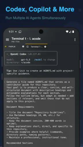 Acode — Terminal & AI Coding screenshot