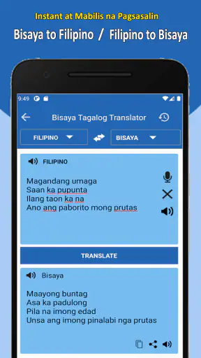 Bisaya to Tagalog Translator screenshot