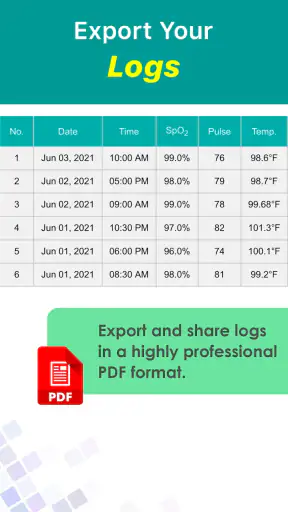 Blood Oxygen & Temperature App screenshot