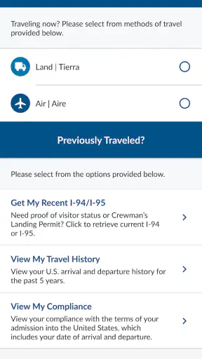 CBP Link screenshot