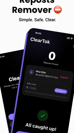 ClearTok: repost remover screenshot