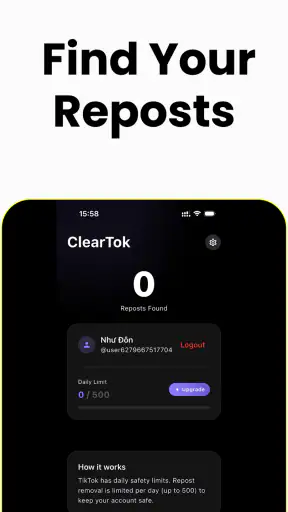 ClearTok: repost remover screenshot