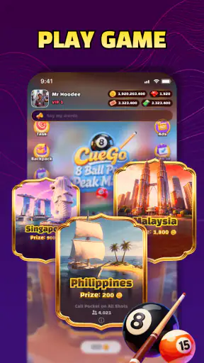 CueGo: 8 ball pool peak match screenshot