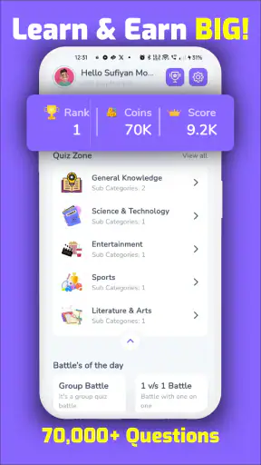 Earning Quiz: Play & Earn Cash screenshot