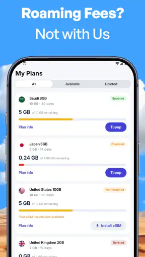 eSIM70: eSIM For Travel Data screenshot