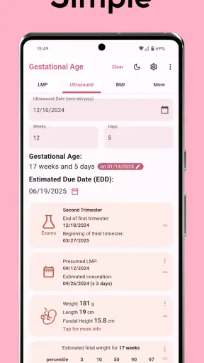 Gestational Age (baby's age) screenshot