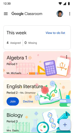 Google Classroom screenshot