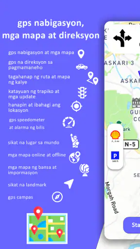 GPS navigation, mapa at ruta screenshot
