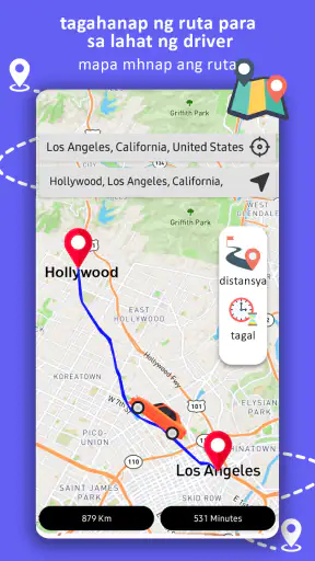 GPS navigation, mapa at ruta screenshot