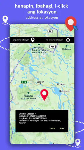 GPS navigation, mapa at ruta screenshot