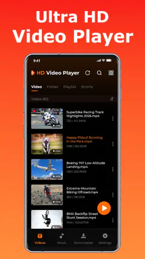 HD video at music player app screenshot