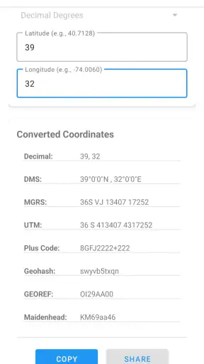 Latitude Longitude Coordinates screenshot