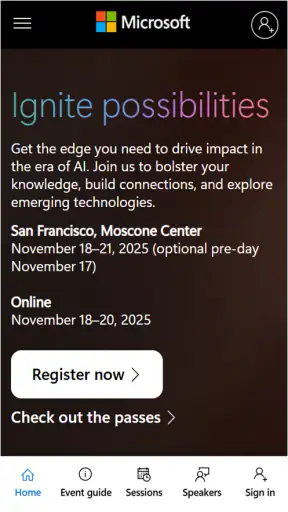 Microsoft Ignite screenshot