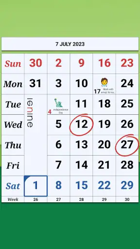 Monthly Calendar & Holidays screenshot
